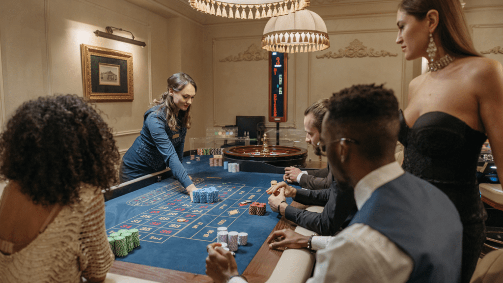 Players and Dealer in Casino table