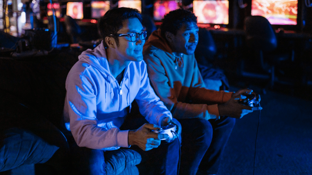 Two Men playing video game