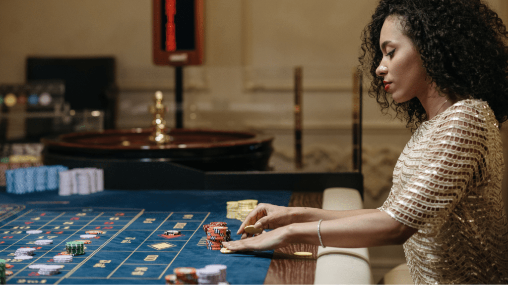 Woman Playing at Casino Table