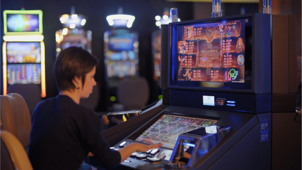 Man playing in Slot Machine