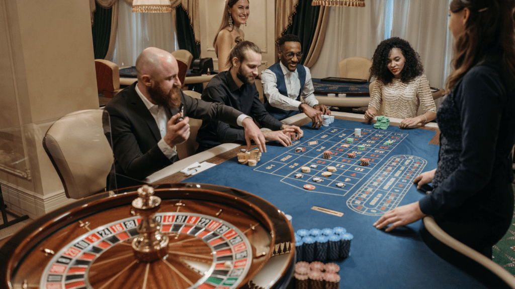 Gamblers playing roulette 